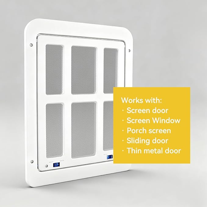 Enjoying Cat Door for Screen Doors, Passage Opening 8.3" x 10.3", Access Freely, Magnetic Swing Flap, Small Pet Door for Sliding Doors Window, Lockable, White