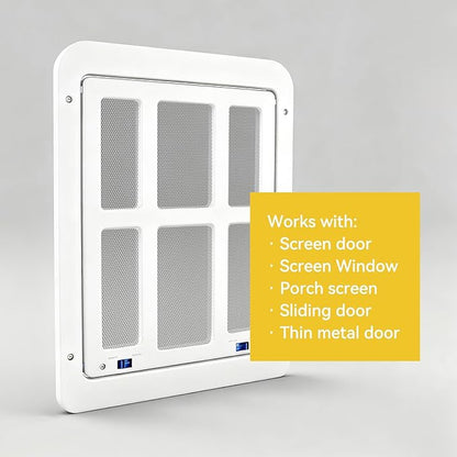 Enjoying Dog Door for Screen Doors, Passage Opening 11.2" x 14.4", Access Freely, Magnetic Swing Flap, Large Pet Door for Sliding Screen Doors, Lockable, White