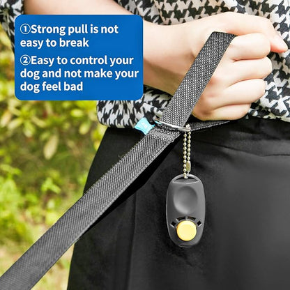 BAAPET 15/20/30/50/100 ft Long Dog Training Leash with Clickers for Small, Medium and Large Dogs or Cats (15 Feet, Black)