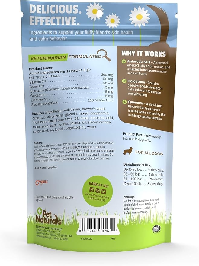 Pet Naturals Allergy Plus Calming Soft Chews for Dogs, Support for Seasonal Allergies, Paw Licking, Itchy Skin, Everyday Stress, Skin Health & Immune Health, 60 Count