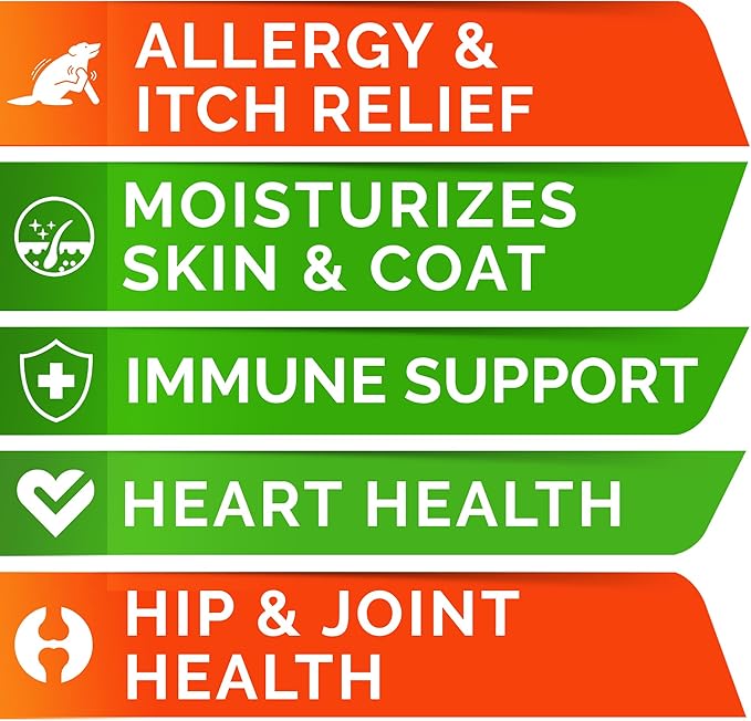 StrellaLab Omega 3 for Dogs - (360Ct) Fish Oil Treats - Allergy & Itch Relief Skin & Coat Supplement - Dry Itchy Skin, Anti Shedding & Hot Spots Treatment - Pet Salmon Oil Chews - Salmon Flavor