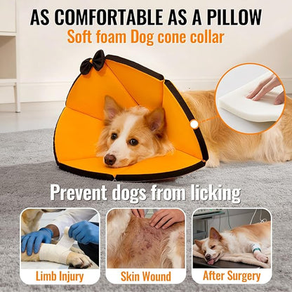 MAXFUT Soft Dog Cone Collar,Foam Cone for Dogs to Stop Licking After Surgery,Non Inflatable Dog Donut Cone (Grey, XXL)