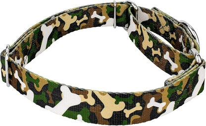 Country Brook Petz - Woodland Bone Camo Martingale Dog Collar and Leash - Camouflage Collection Featuring Rugged Designs (5/8 Inch, Small)