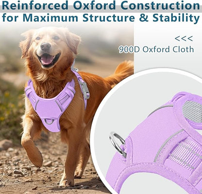 BARKBAY Dog Harness No Pull Oxford with ID Tag Pocket - Heavy Duty, Reflective, Easy Control for Large Dogs(Violet Purple Oxford,M)