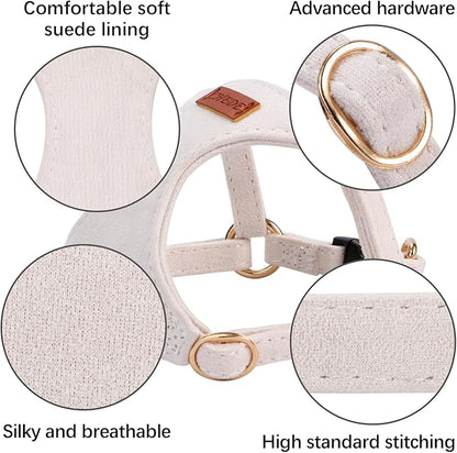 No Pull Dog Harness- Lightweight, Soft, Adjustable Small Harness Collar and Leash Set, Suitable for Cats Puppy Small and Medium-Sized Dog Outdoor Training and Running (Beige, XS)