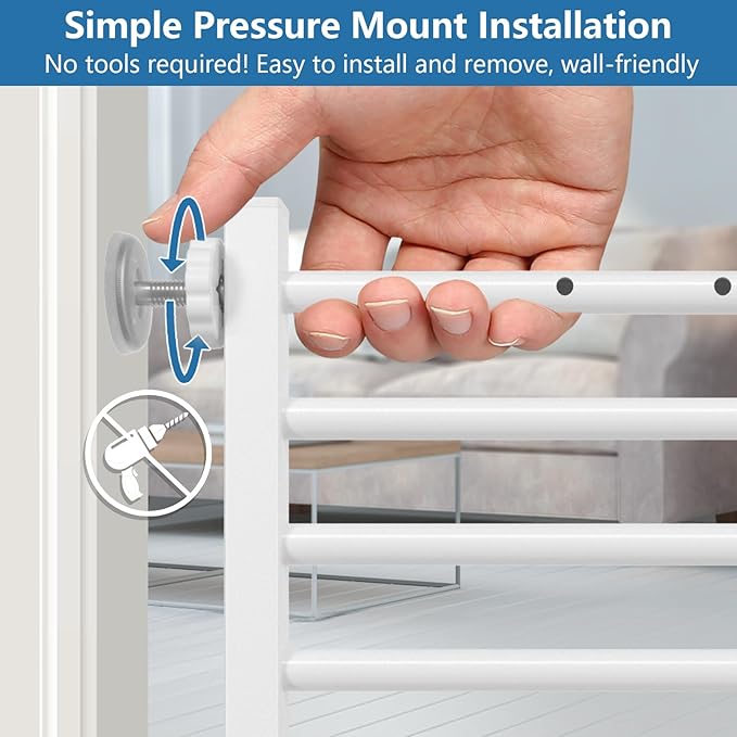 Malier Dog Gate with a Small Door, Extra Wide All Metal Short Dog Gate Pet Gate for Stairs, 10'' Tall Pressure Mount Easy Step Over Puppy Gate Low Gate for Doorways