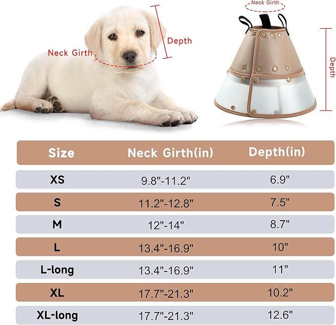 Soft E-Collar for Dogs and Cats, Adjustable Post-Surgery Collar, Tan XLarge