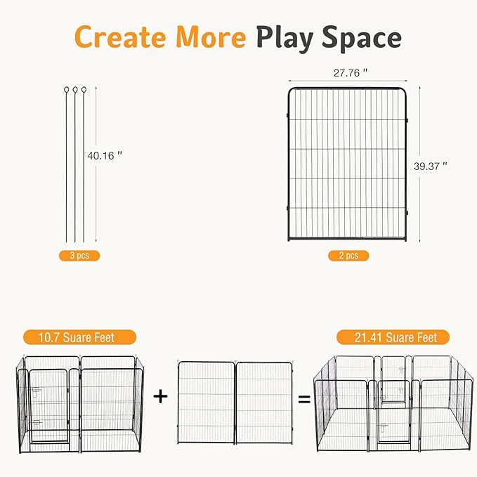NEWBULIG Dog Playpen for Indoor 40 Inch 2 Panels - Portable Heavy Duty Metal Pet Exercise Pen, Foldable Small Medium Large Dog Puppy Playpen Fence for Outdoor RV, Camping, Yard, Garden