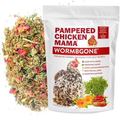 WormBGone Premium Backyard Chicken Nesting Herbs with Chili, Wormwood, Calendula, Rose Petals, Basil, Rosemary (1 Pound)