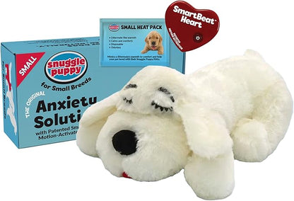 Snuggle Puppy Heartbeat Puppy Toy for Small Breeds, Compact Plush Dog Toy with Real-Feel Pulse, Designed for Crate Time, First Nights, and Rest - Cream