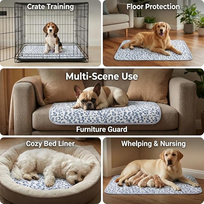 Qeils Reusable Puppy Pads, 2 Pack Washable Pee Pads for Dogs, Waterproof Non Slip Wee Wee pad, Absorbent and Leakproof Training Mats for Potty, Crate, Playpen, Bed, Sofa, 16"x 30"