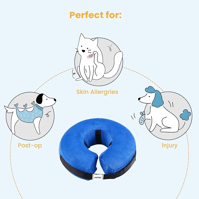 Inflatable Dog Cone for Medium Dog Designed for Comfortable Post-Surgical Recovery Ultra-Soft Comfort Unblocked View No Disruption to Dog's Daily Life