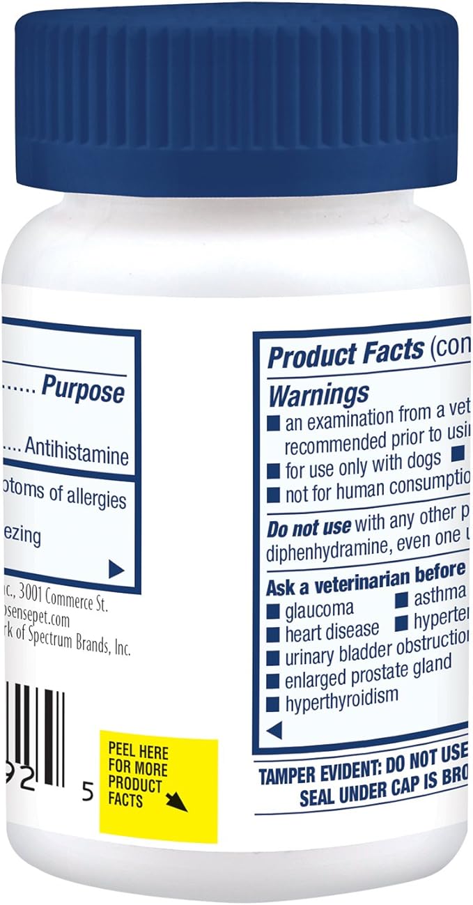 Pro-Sense Itch and Allergy Solutions, for Dogs, Antihistamine, 100 Count (Pack of 2)