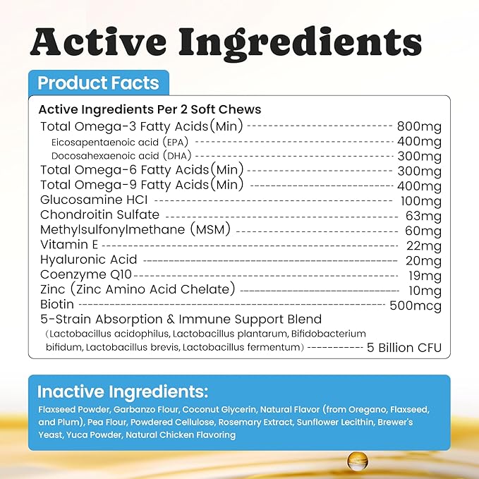 Omega 3 for Dogs – Salmon Oil for Dogs Skin & Coat Health, Fish Oil Supplement for Dog Shedding, Itch & Hot Spot Relief, Allergy Chews with EPA & DHA Fatty Acids for Skin & Joint Support - 180 Ct