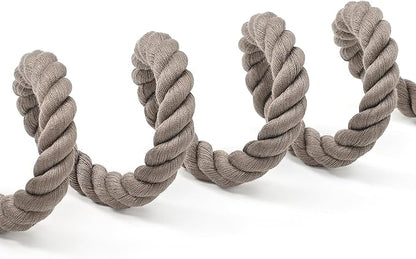 Mile High Life Dog Leash, Braided Cotton Rope Leashes with Leather Tailor Tip with Leather Tip - Heavy Duty Metal Clasp, 5FT, 1/2" Thick - Wedding, Walking Leash for Medium Large Dogs(Camel)