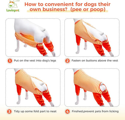 LovinPet Dog Recovery Suit - Medium Large - Full Coverage Large Dog's Bodysuit Wound Protective Surgical Recovery Bodysuit for Abdominal Wounds After Surgery Cut-Out Design of Abdomen,L
