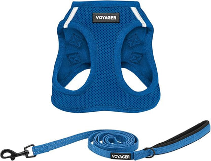 Best Pet Supplies Voyager Step-in Air All Weather Mesh Harness and Reflective Dog 5ft Leash Combo with Neoprene Handle, for Small, Medium and Large Breed Puppies - Set (Royal Blue), Medium