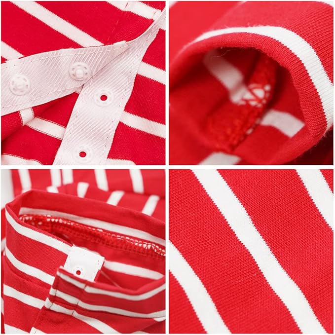 Dog’s Recovery Suit Post Surgery Shirt for Puppy, Full Coverage Dog's Bodysuit Wound Protective Surgical Clothes for Small and Medium Pets (red White Stripe-l)