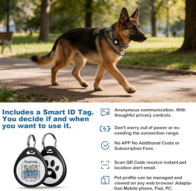 Tactical AirTag Dog Collar Waterproof with QR Code ID Tag, Military Training Dog Collar with Built-in AirTag Holder, Metal Buckle & Handle, GPS Tracking Collar for Medium to Large Dogs (Camo, L)