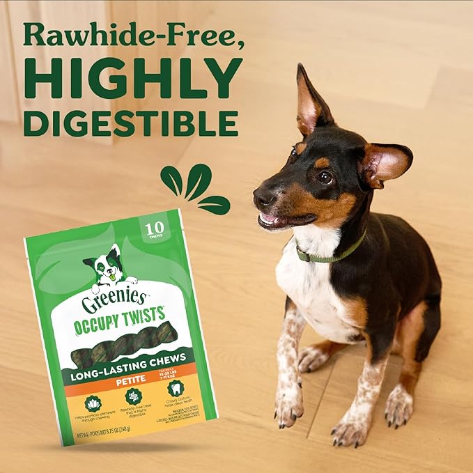 Greenies Occupy Twists Natural Dog Treats Petite Size Dog Chews Long Lasting Chicken Flavor, 35 oz. Pack, 40 Count