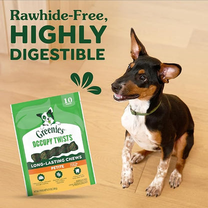 Greenies Occupy Twists Natural Dog Treats Petite Size Dog Chews Long Lasting Chicken Flavor, 17.5 oz. Pack, 20 Count