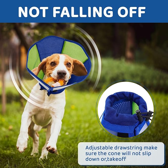Cone for Dogs to Stop Licking - Soft Dog Cone with Double-Layer Design, Small Dog Cones Collar Alternative, Adjustable Pet Recovery Collar for Dogs After Surgery, Blue S