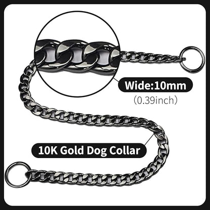 Stainless Steel P Chock Metal Chain -JYHY Dog Necklace Collars Walking Training Pet Supplies for Small Medium Large Dogs (24" (Fits Neck 20" to 22"), Black)