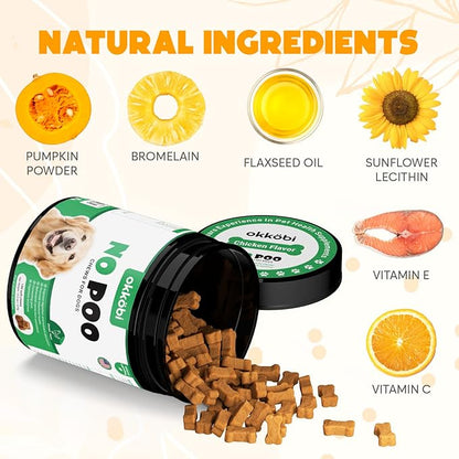 No Poo Chews for Dogs - Coprophagia Eating Deterrent for Dogs - Stop Eating Poop - Packed with Probiotics, Digestive Enzymes & Pumpkin Powder - for All Ages and Breeds