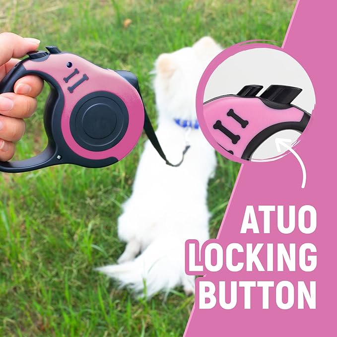 Retractable Dog Leash Automatic Telescopic Tractor Dog Tape, Pet Tape 10/16 FT Durable and Convenient, with Folding Bowl, Dispenser, Rubbish Bags, Suitable for Small and Medium Dogs