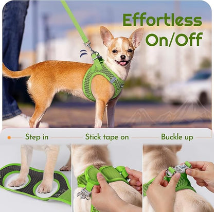Eagloo Small Dog Harness and Leash Set, Step in Puppy Vest with Breathable Soft Mesh, Walking Reflective Pet Harness for Small Dogs, Green, S