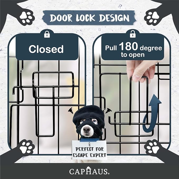 CAPHAUS Foldable Dog Crate Wire Metal Kennel w/Leak-Proof Pan & Protecting Feet & Divider Panel, Small, Medium & Large Indoor Cage, 48” w/Single or Double Doors