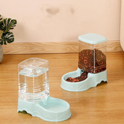 muhm Pet Automatic Feeder Cat Drinking Bowl Cat Bowl Large Capacity Dog Bowl 3.8L Combo Food Storage Bucket Pet Supplies Blue Automatic Drinking Fountain