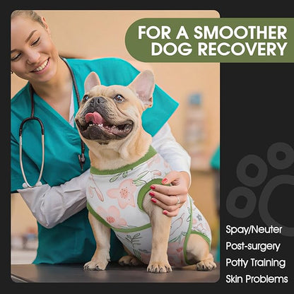 FUAMEY Dog Recovery Suit Male,Dogs Surgery Neuter Suits Puppy Spay Shirts for Female Protect Dog's Skin Anti Licking Abdominal Wounds Doggie Onesie Pet Bodysuit Alternative to Cone Rabbit Flower XL