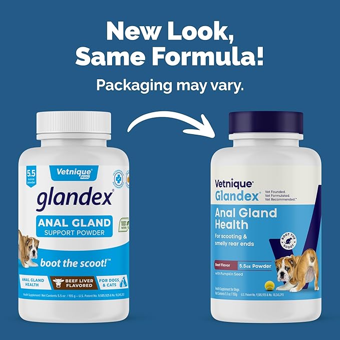 Vetnique Glandex for Dogs Anal Glands Supplement Powder Digestive Health with Fiber, Pumpkin, Digestive Enzymes & Dog Probiotics - Boot the Scoot (5.5oz Powder, Beef Liver)