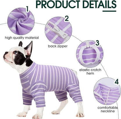 Kuoser Recovery Suit for Large Dogs After Surgery, Long Sleeve Dog Surgery Recovery Suit, Dog Onesie for Abdominal Wounds Skin Disease, Purple XXL
