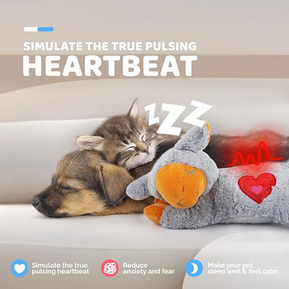 ALL FOR PAWS Heartbeat Puppy for Dogs, Dog Anxiety Relief and Calming Aid Toys, Heartbeat Stuffed Animal Toy for Behavioral Training, Snuggling Plush Toy for Puppy Sleep Aid, Grey Sheep