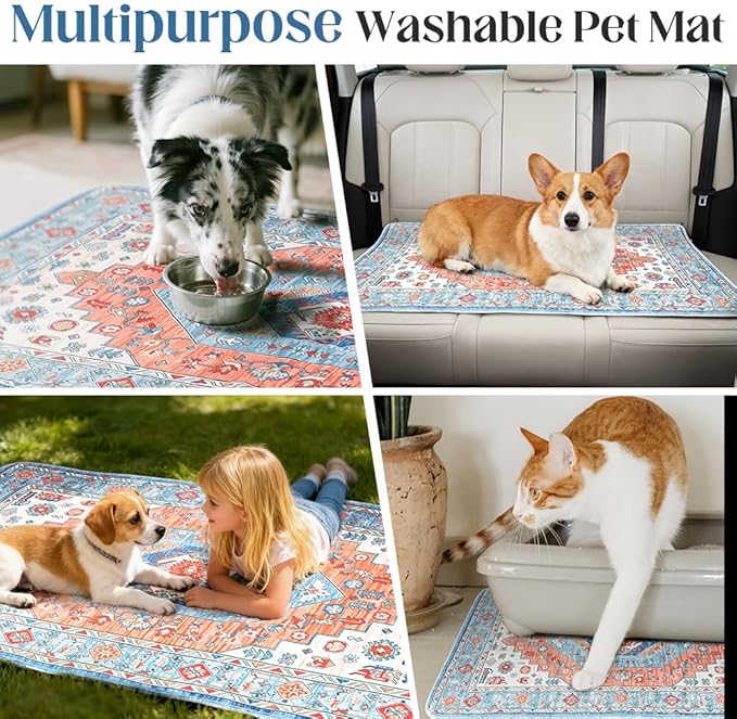 Washable Pee Pads for Dogs 2 Pack Reusable Puppy Training Pads 48"x32" Super Absorbent Waterproof Dog Training Pads, Non-Slip Potty Pads Whelping Pads Litter Mat Pet Supplies - Orange/Mix