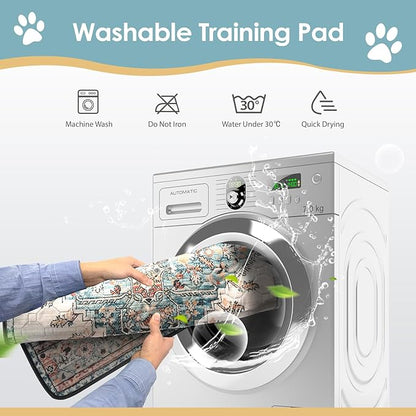 SCLOSE Washable Pee Pad for Dogs, 32" x 24" Reusable Puppy Pads Waterproof Dog Rugs, Super Absorbent, Leakproof, Dog Crate Pad, Playpen Mat, Whelping Pads, Blue Medallion