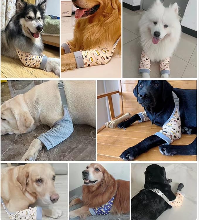 HDKUW Dog Front Leg Braces Recovery Sleeve, Pet Knee Brace Wounds Protector for Medium Large Dog Yellow 2XL