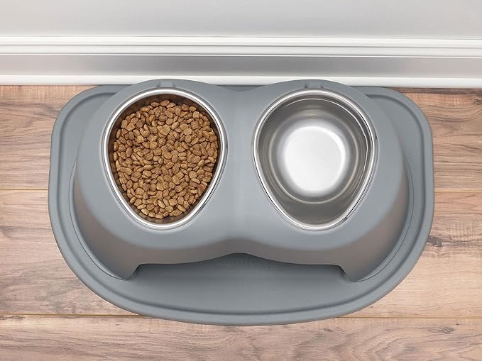 WeatherTech Double High Pet Feeding System - Elevated Dog/Cat Bowls - 6 inch High Dark Grey (DHC3206DGDG)