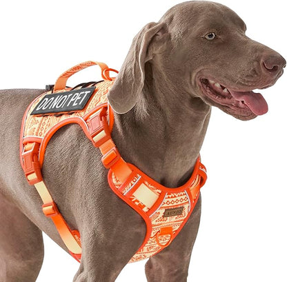 AUNZO Orange Tactical Dog Harness Vest for Large Dogs No Pull Adjustable Reflective Military Pet Harness with Handle for Golden Retriever, Doberman Pinscher, Rottweiler, Great Dane Service Dog, XL