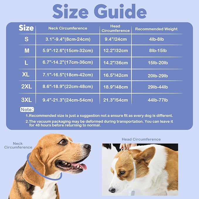 IDOMIK Dog Recovery Collar, Waterproof Soft Dog Cone After Surgery, Comfy Protective Elizabethan Collar Alternative for Dogs Cats, Adjustable Pet Neck Donut Cone Anti-Licking Biting Wounds,Blue,S