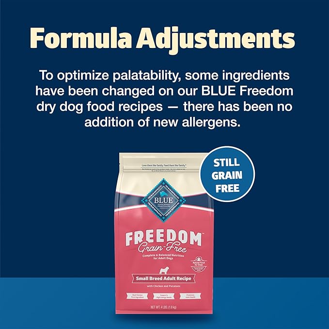 Blue Buffalo Freedom Grain-Free Small Breed Dry Dog Food, Supports High Energy Needs, Made in the USA with Natural Ingredients, Chicken & Potatoes, 4-lb Bag