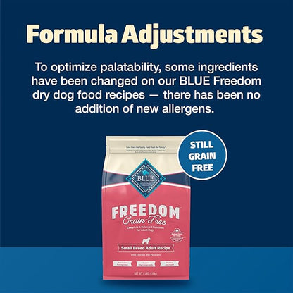 Blue Buffalo Freedom Grain-Free Small Breed Dry Dog Food, Supports High Energy Needs, Made in the USA with Natural Ingredients, Chicken & Potatoes, 4-lb Bag