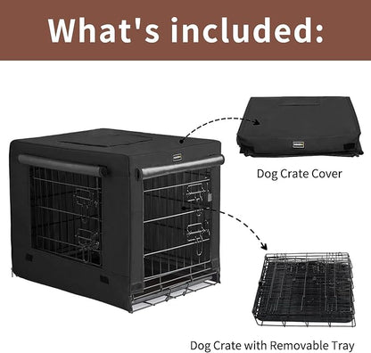 DONORO Dog Crates for Small Size Dogs Indoor Double Door Dog Kennels & Houses for Puppy and Cats, Collapsible Metal Contour Dog Cages (Black, 30.0" L x 19.0" W x 21.0" H)