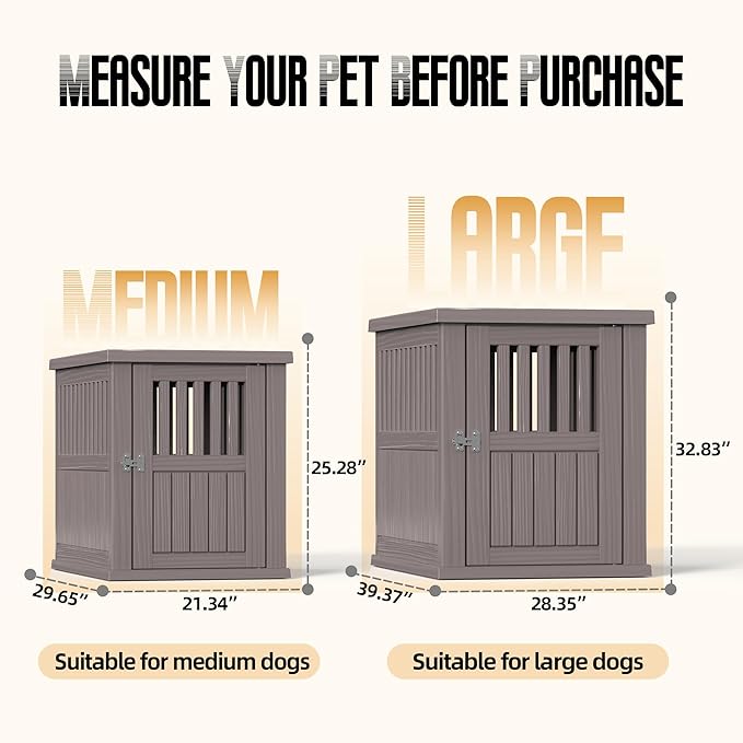 30 INCH Small Dog Crate Furniture, Lockable Indoor Dog Kennel Heavy Duty Decorative Plastic Pet Cage End Table for Small/Medium Dogs, Gray