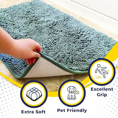 Muddy Mat® | Super Absorbent Door Mat Indoor, Microfiber Quick Dry Chenille Entryway Rug, Non-Slip Front Door Mat, Indoor Mats for Entryway, Machine Washable Pet Rug, Seafoam Green 48"x60"