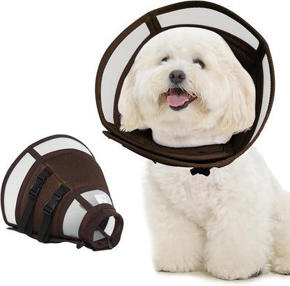 Soft Dog Cone Collar to Stop Licking - Adjustable for Small Dogs | Prevents Licking Wounds After Surgery & Skin Disease,Lightweight,Comfortable Elizabethan Recovery Cone (Brown,S)