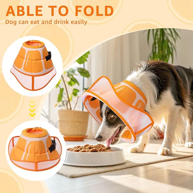 SCENEREAL Dog Cone for Dogs After Surgery, Adjustable Cone Collar Alternative to Stop Licking for Wound Care, Spay, Neuter, Soft Recovery Cone E-Collar Neck Collar for M L Size Dogs, Orange M