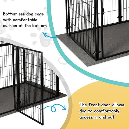 XPIY Large Dog Crate – 47 Inch Metal Kennel for Medium and Small Dogs, Safe Indoor & Outdoor XL Big Puppy Cage, Pet Playpen Yard, Dog Fence Playpen Easy Assembly (Black, 47 Inch)
